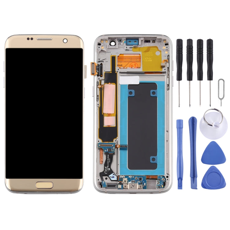 OLED LCD Screen and Touch Digitizer with Frame for Samsung Galaxy S7 Edge / SM-G935F (Gold)