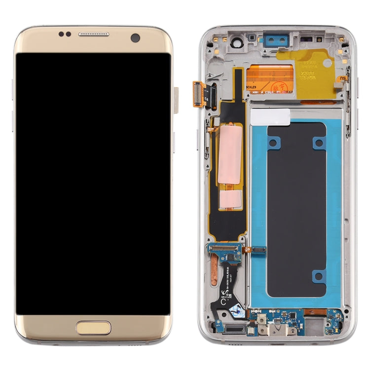 Ecran LCD OLED et Numériseur Tactile avec Cadre pour Samsung Galaxy S7 Edge / SM-G935F (Or)
