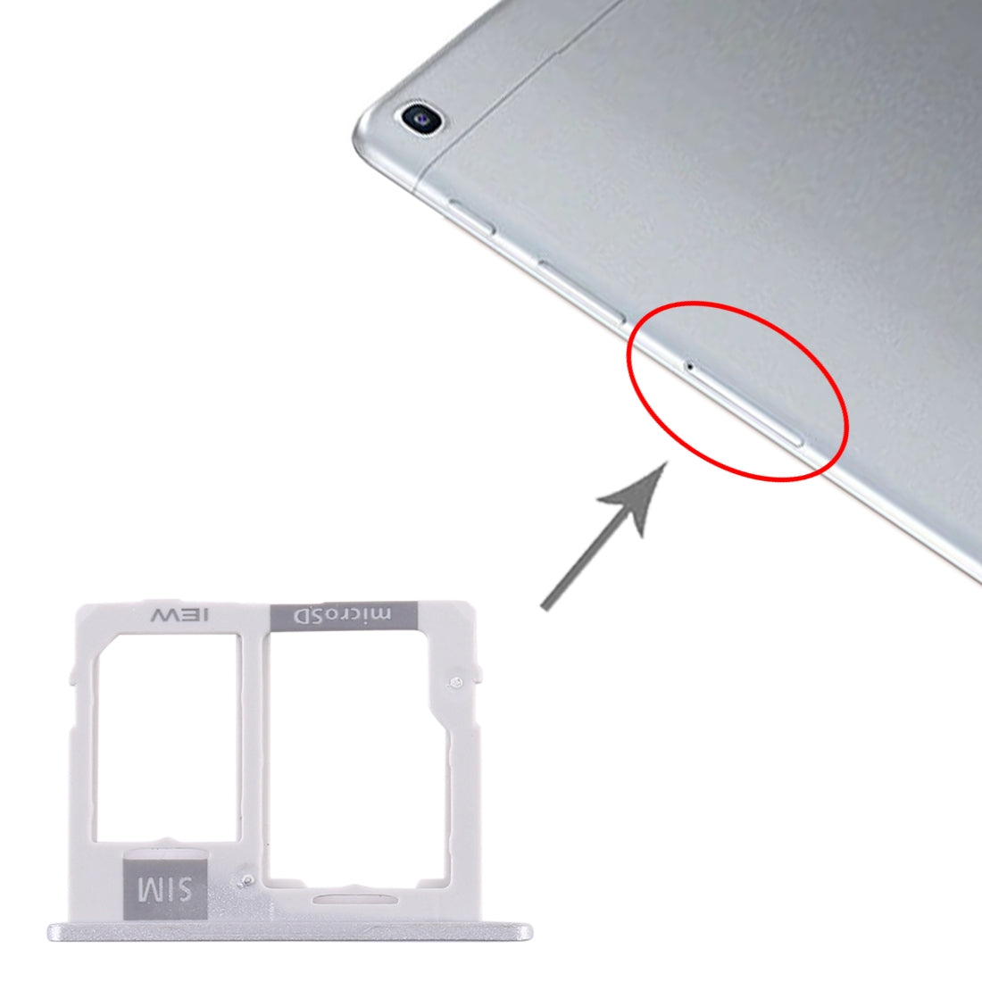 Tiroir Support SIM / Micro SD Samsung Galaxy Tab A 10.1 2019 / T515 Argent