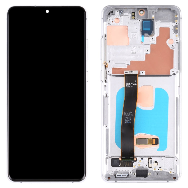 Original LCD Screen and Touch Digitizer with Frame for Samsung Galaxy S20 Ultra / S20 Ultra 5G (Silver)