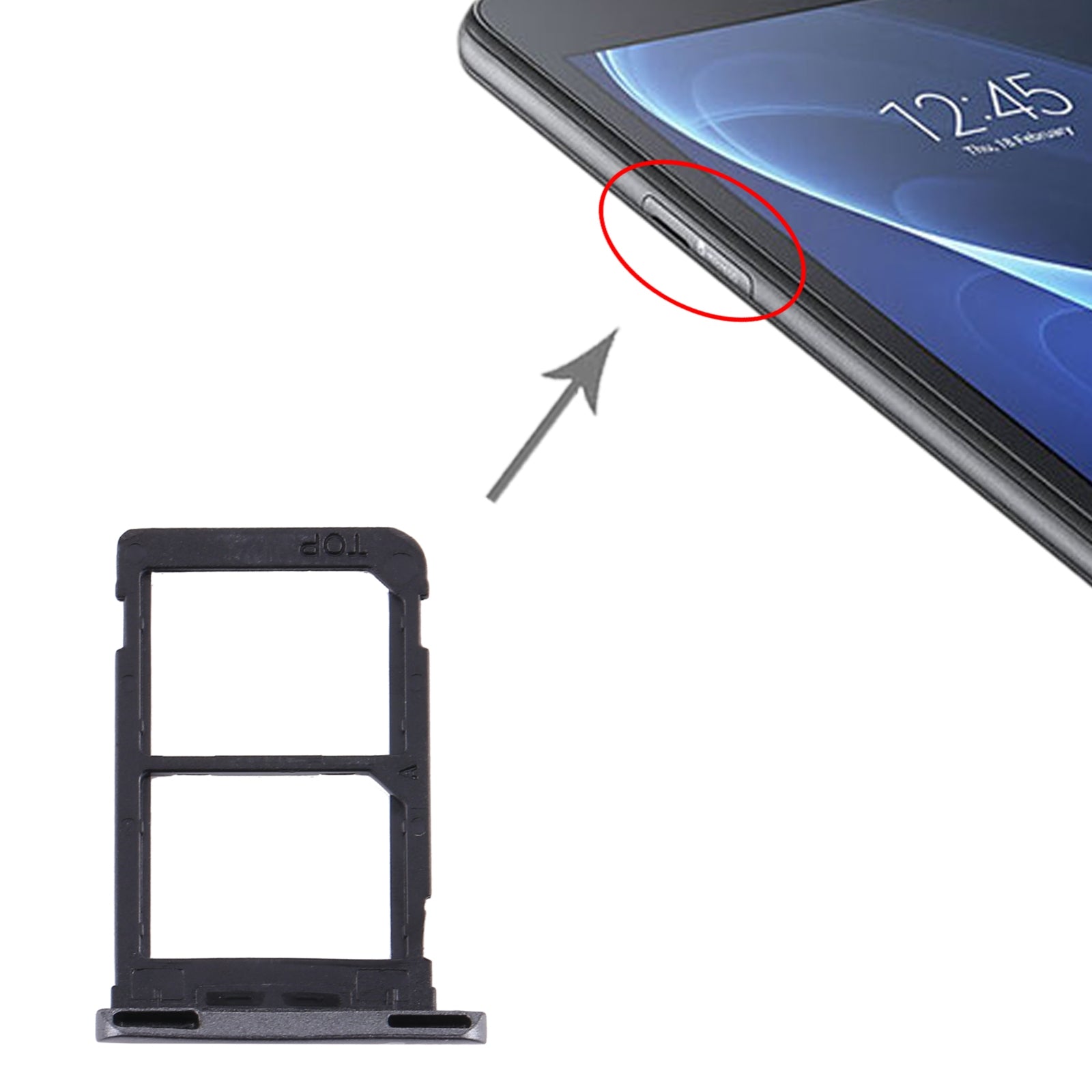 Plateau porte-carte double SIM Samsung Galaxy Tab A 7.0 2016 T285 Noir