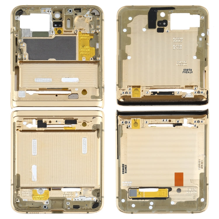 Plaque de cadre centrale supérieure + inférieure pour Samsung Galaxy Z Flip 5G SM-F707 (Or)