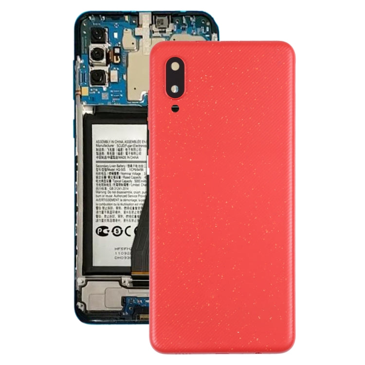 Tapa Trasera de la Batería con cubierta de Lente de Cámara para Samsung Galaxy A02 (Rojo)