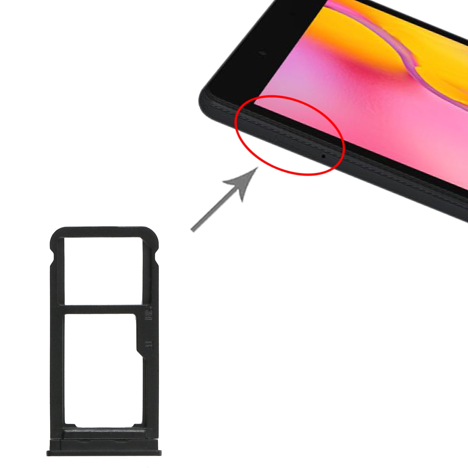 SIM / Micro SD Holder Tray Samsung Galaxy Tab A 8.0 2019 T295 Black