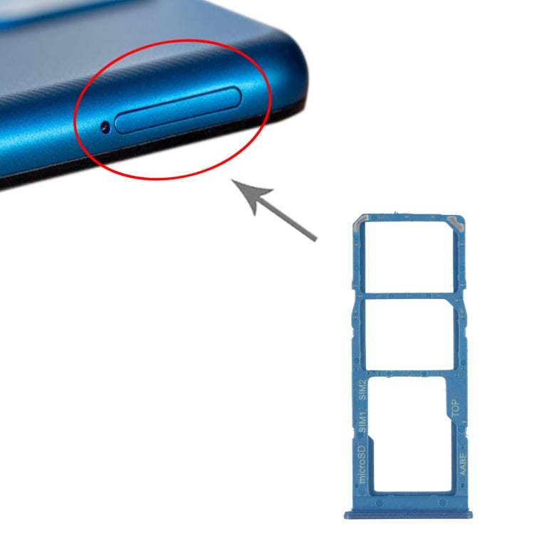 SIM Card Holder SIM Card Tray + Micro SD Card Tray for Samsung Galaxy A12 SM-A125 (Blue)