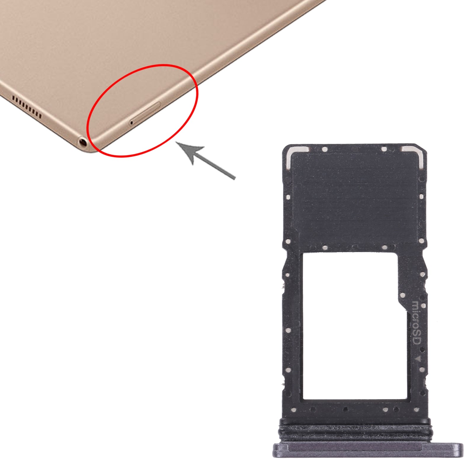 Micro SD Tray Holder Samsung Galaxy Tab A7 10.4 2020 T505 Black