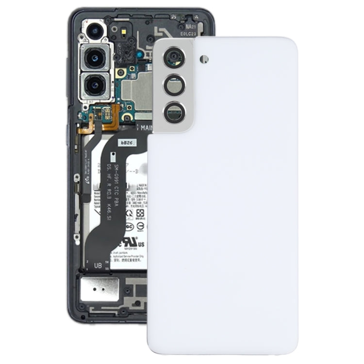 Coque arrière de batterie avec cache d'objectif d'appareil photo pour Samsung Galaxy S21 5G (Blanc)
