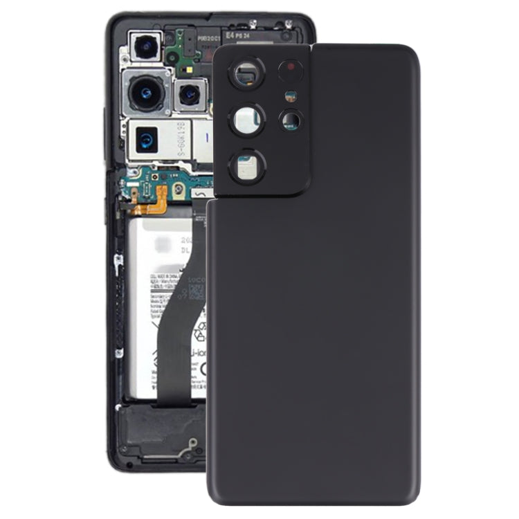 Battery Back Cover with Camera Lens Cover for Samsung Galaxy S21 Ultra 5G (Black)