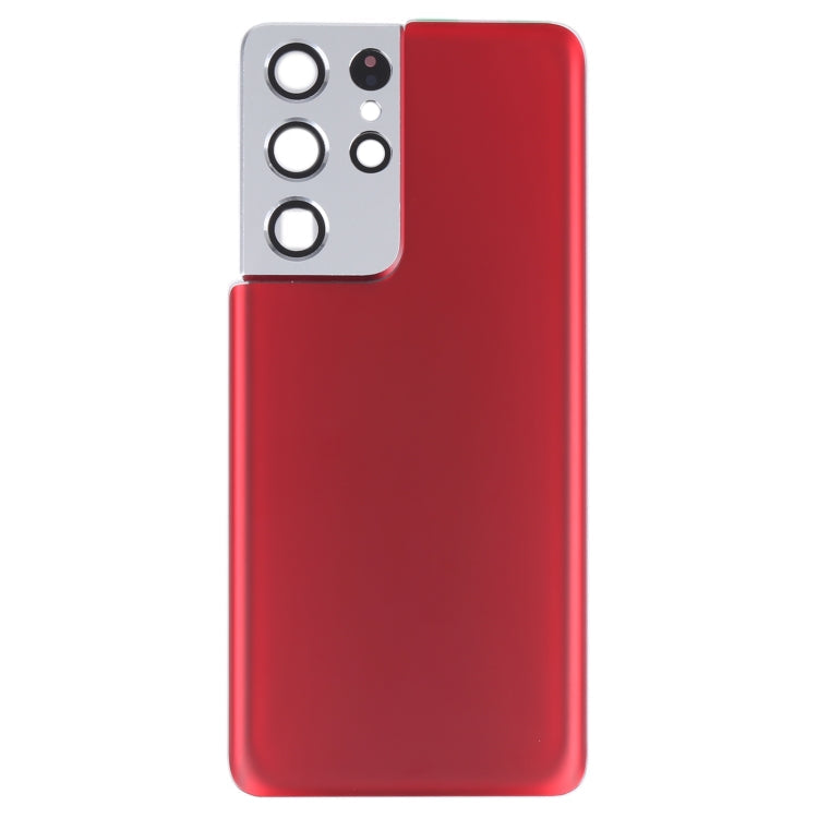 Battery Back Cover with Camera Lens Cover for Samsung Galaxy S21 Ultra 5G (Red)