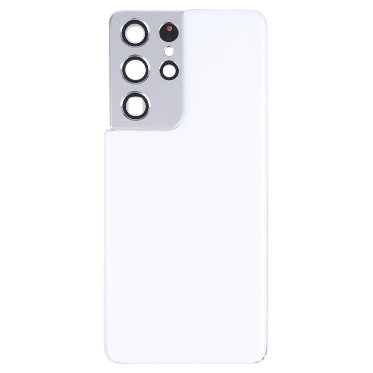 Battery Back Cover with Camera Lens Cover for Samsung Galaxy S21 Ultra 5G (White)