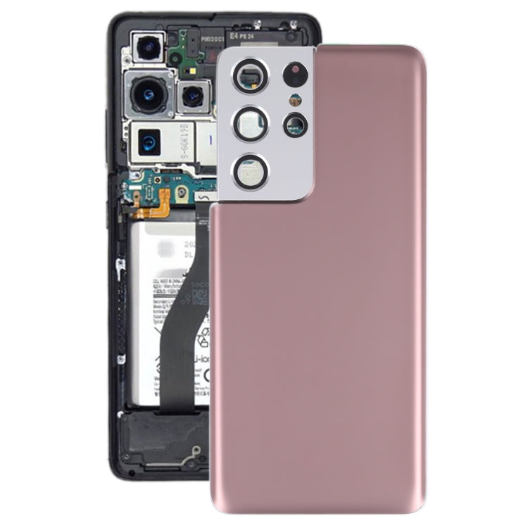 Coque arrière de batterie avec cache d'objectif d'appareil photo pour Samsung Galaxy S21 Ultra 5G (Marron)