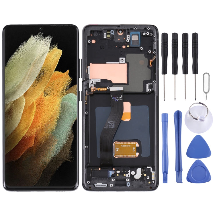 Original LCD Screen and Touch Digitizer with Frame for Samsung Galaxy S21 Ultra 5G SM-G998B (Black)