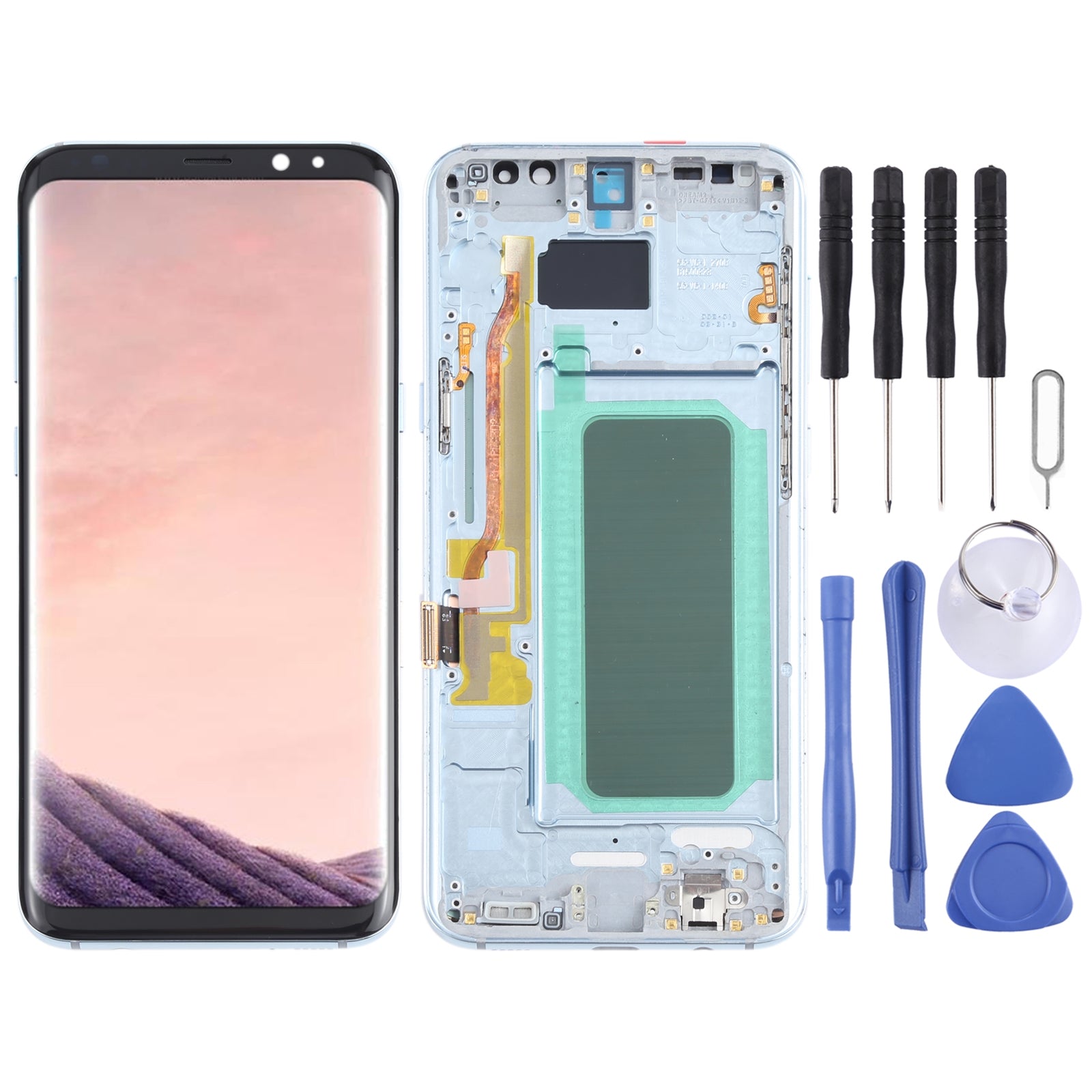 Full Screen LCD + Touch + Frame Oled Samsung Galaxy S8 + G955 Blue