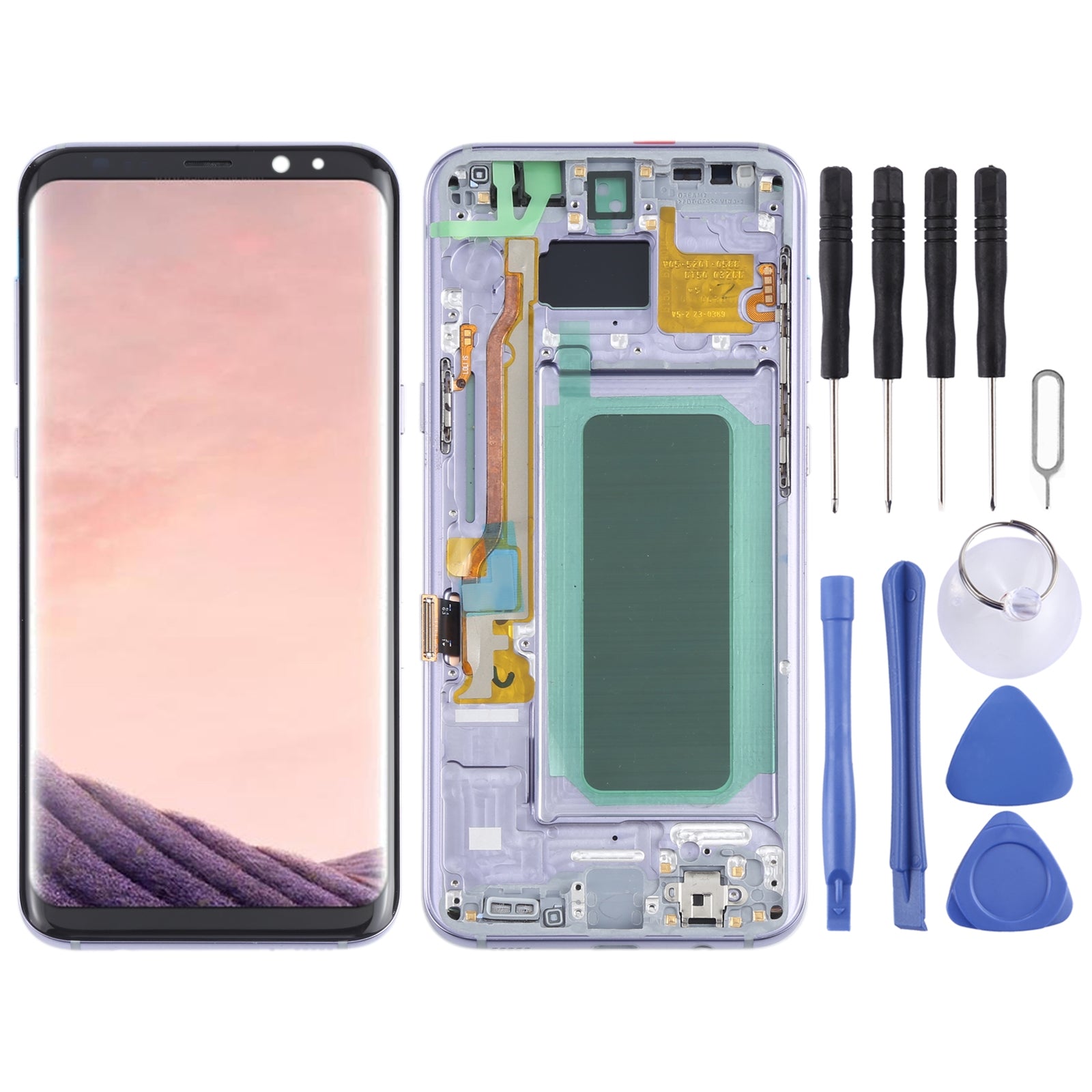 Full Screen LCD + Touch + Frame Oled Samsung Galaxy S8 + G955 Purple