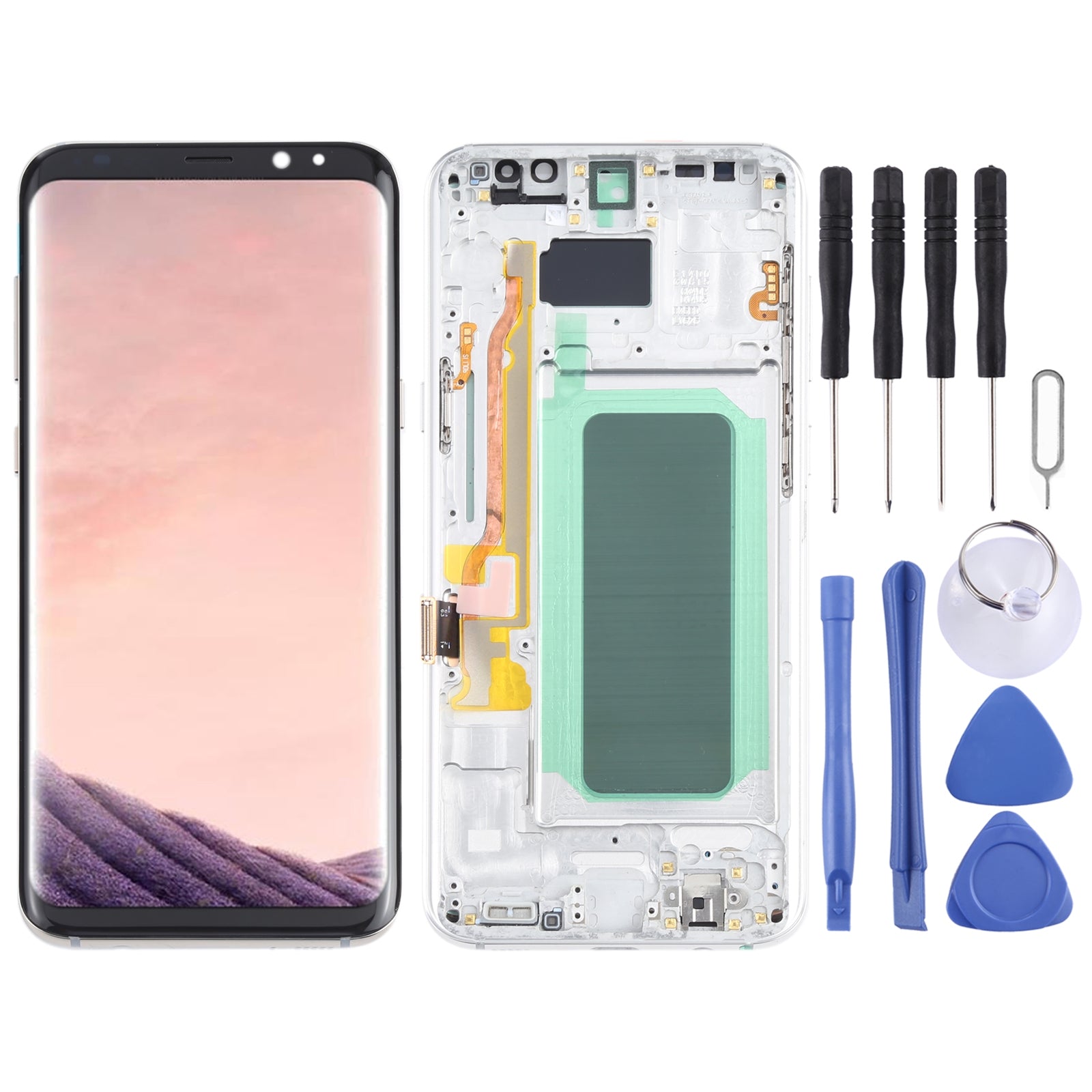 Ecran Complet LCD + Tactile + Châssis Oled Samsung Galaxy S8+ G955 Argent