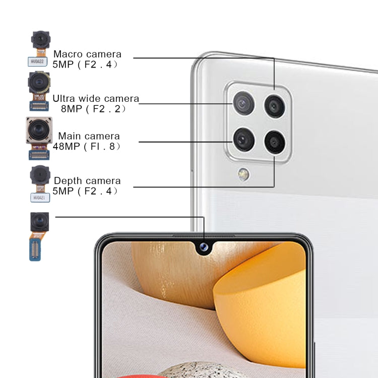 Conjunto de Cámara Original (profundidad + Macro + ancho + Cámara Principal + Cámara Frontal) para Samsung Galaxy A42 5G SM-A426