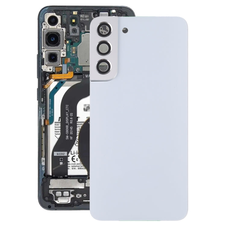 Coque arrière de batterie avec cache d'objectif d'appareil photo pour Samsung Galaxy S22+ 5G SM-S906B (Blanc)