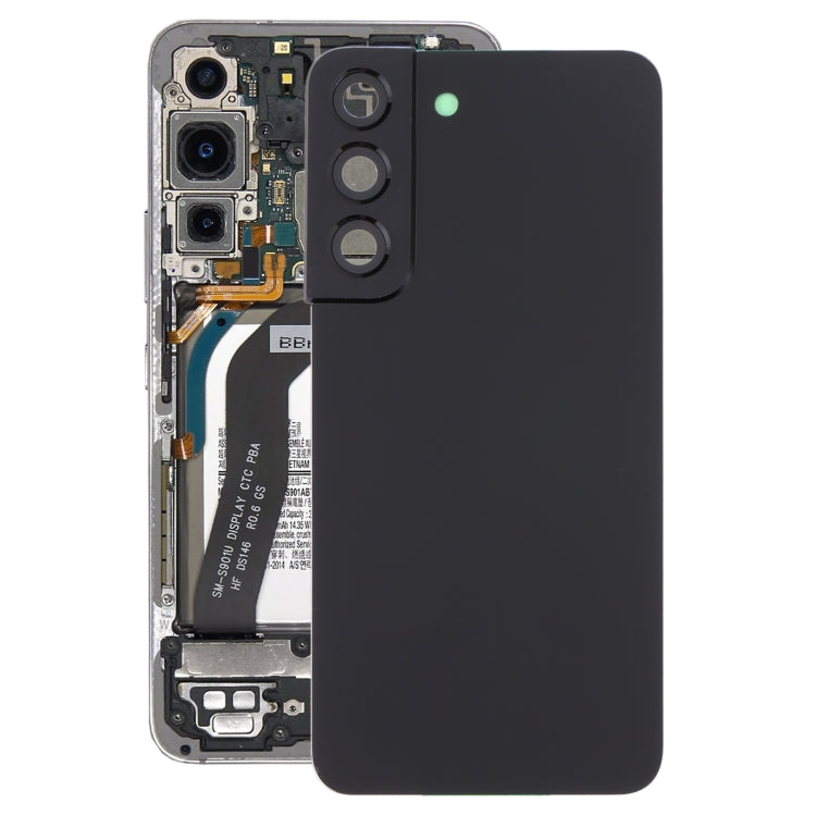 Battery Back Cover with Camera Lens Cover for Samsung Galaxy S22 5G SM-S901B (Black)