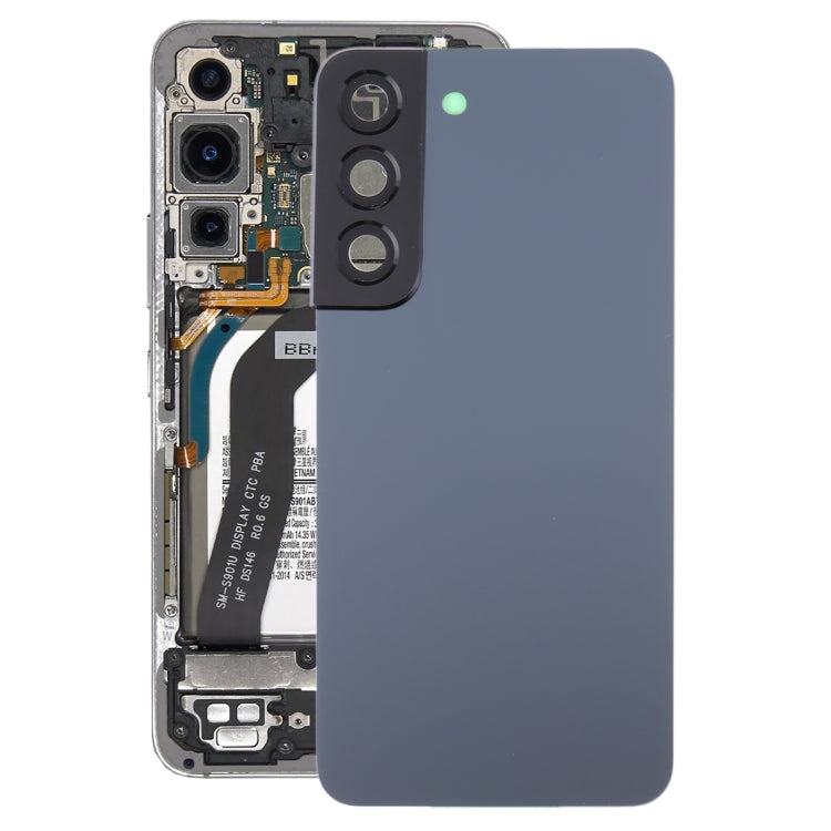 Couvercle arrière de batterie avec couvercle d'objectif d'appareil photo pour Samsung Galaxy S22 5G SM-S901B (Bleu)
