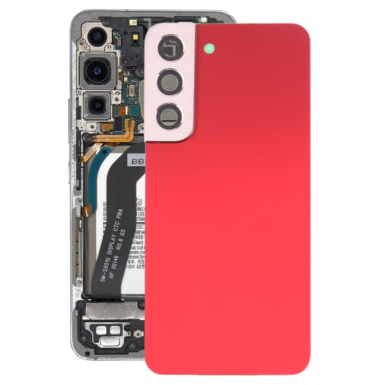 Tapa Trasera de la Batería con cubierta de Lente de Cámara para Samsung Galaxy S22 5G SM-S901B (Rojo)