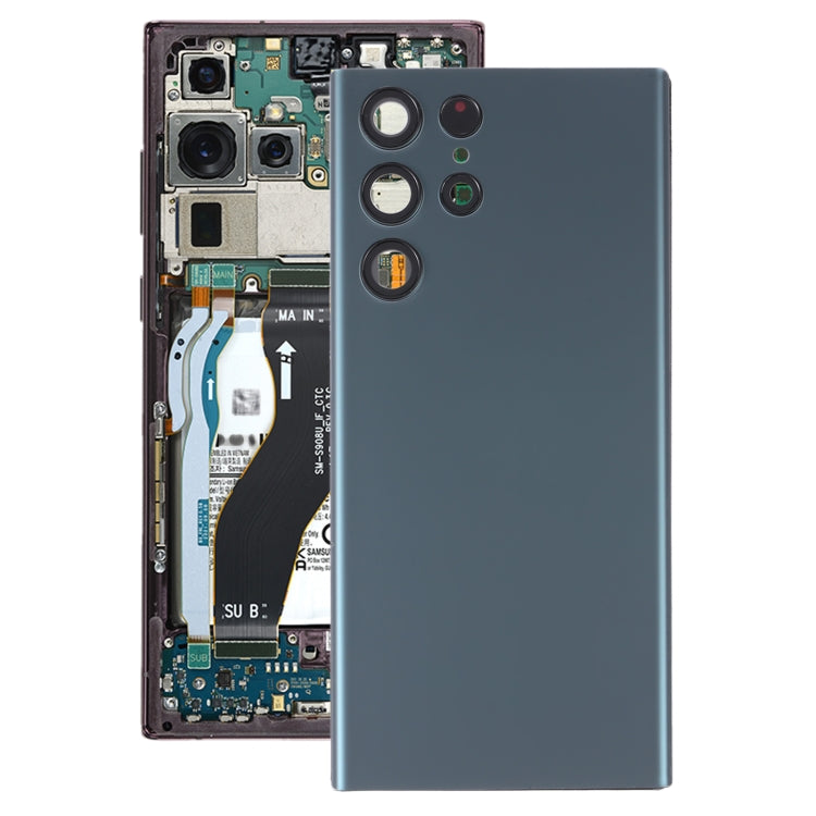 Coque arrière de batterie avec cache d'objectif d'appareil photo pour Samsung Galaxy S22 Ultra 5G SM-S908B (vert)
