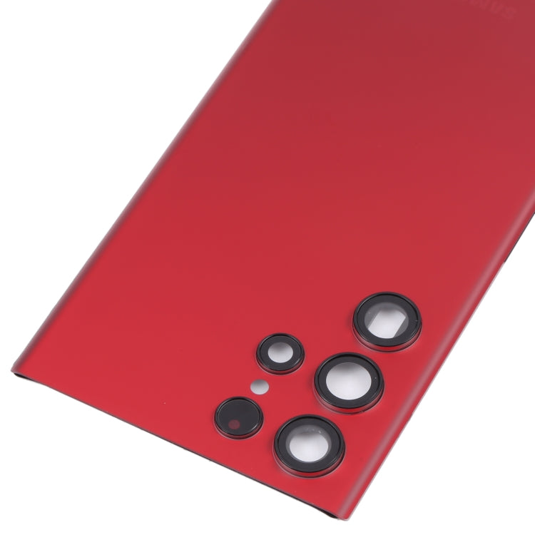 Tapa Trasera de la Batería con cubierta de Lente de Cámara para Samsung Galaxy S22 Ultra 5G SM-S908B (Rojo)