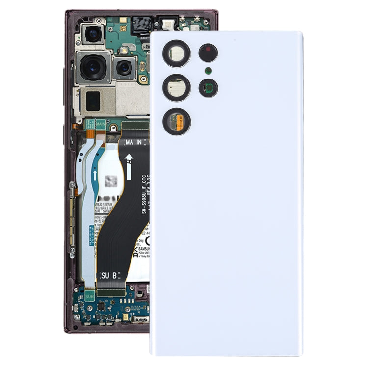 Tapa Trasera de la Batería con cubierta de Lente de Cámara para Samsung Galaxy S22 Ultra 5G SM-S908B (Blanco)