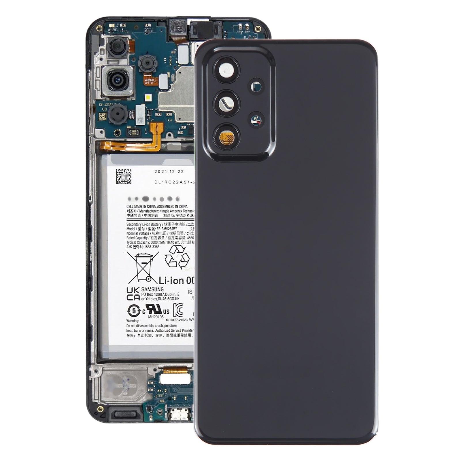 Tapa Bateria Back Cover + Lente Camara Trasera Samsung Galaxy A23 5G A236A Negro