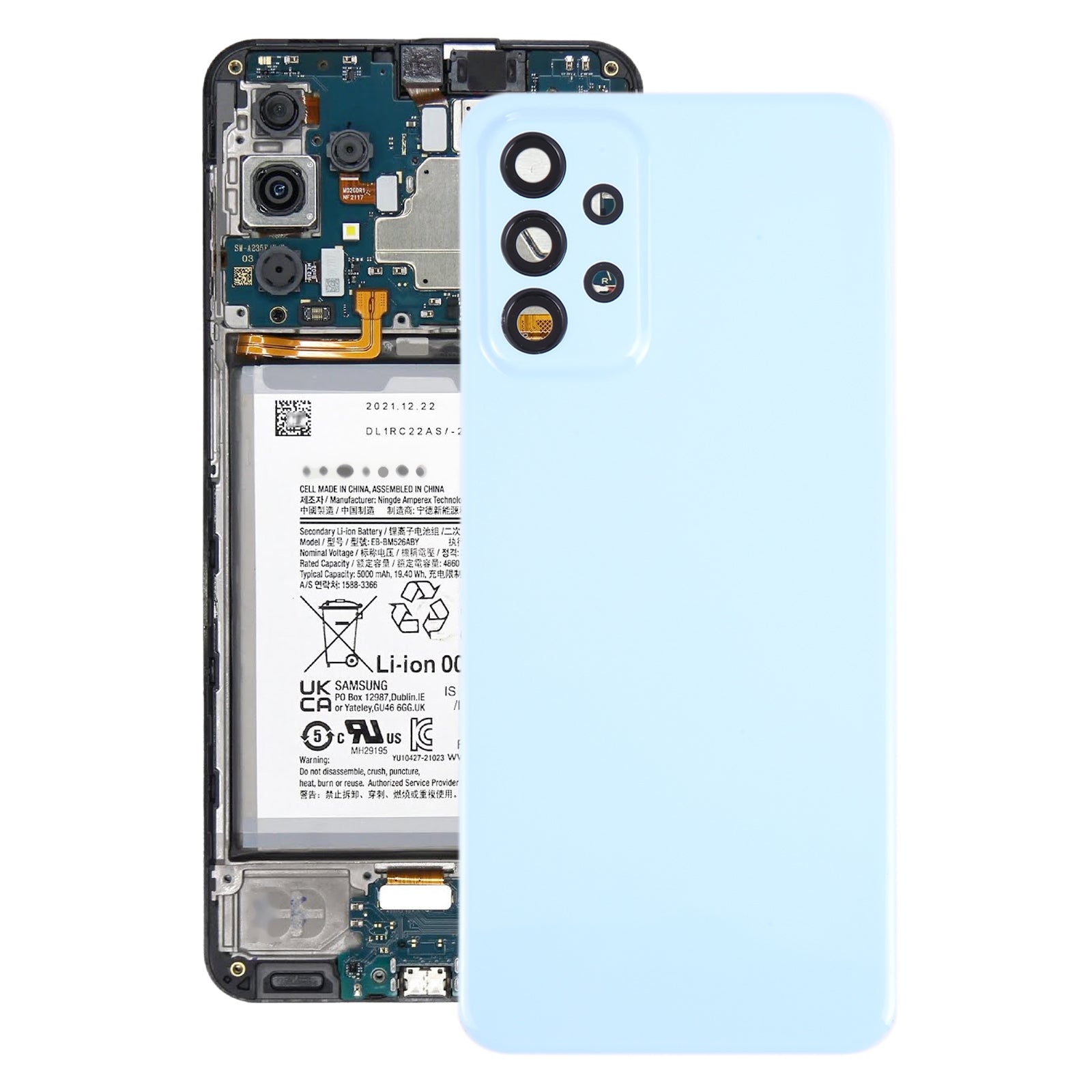 Tapa Bateria Back Cover + Lente Camara Trasera Samsung Galaxy A23 5G A236A Azul