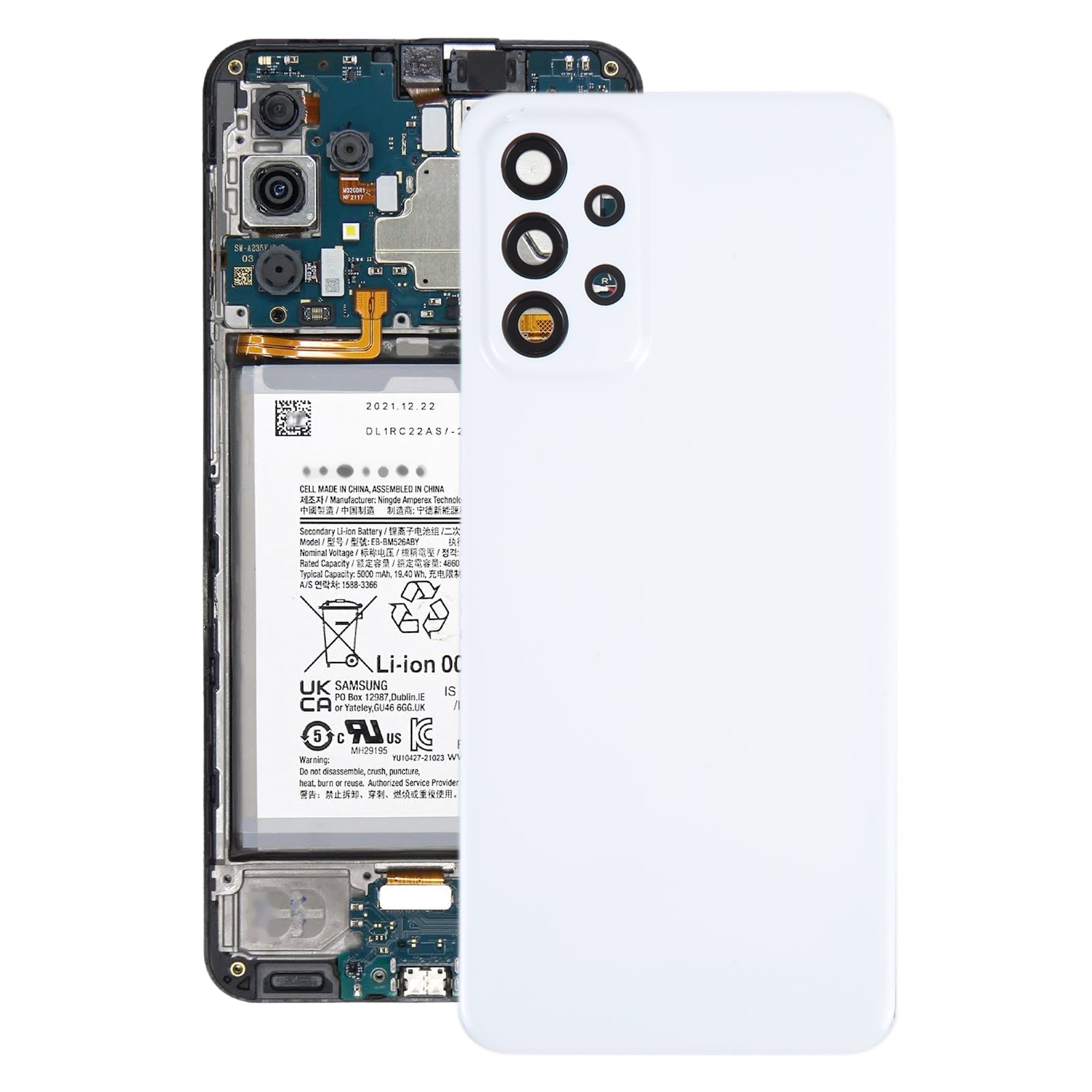 Tapa Bateria Back Cover + Lente Camara Trasera Samsung Galaxy A23 5G A236A Blanco