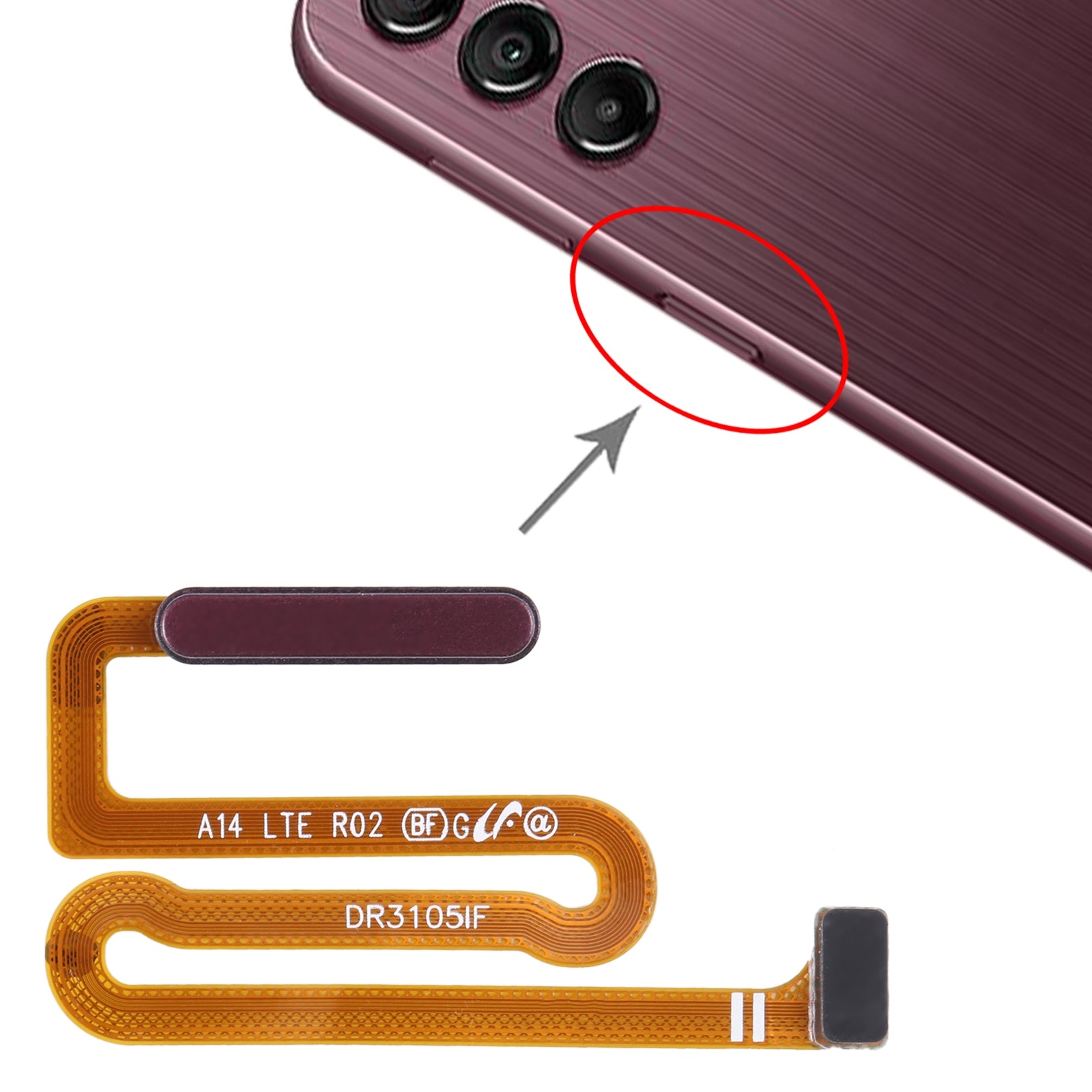 Boton Home + Flex + Sensor Huella Samsung Galaxy A14 A145F Rojo