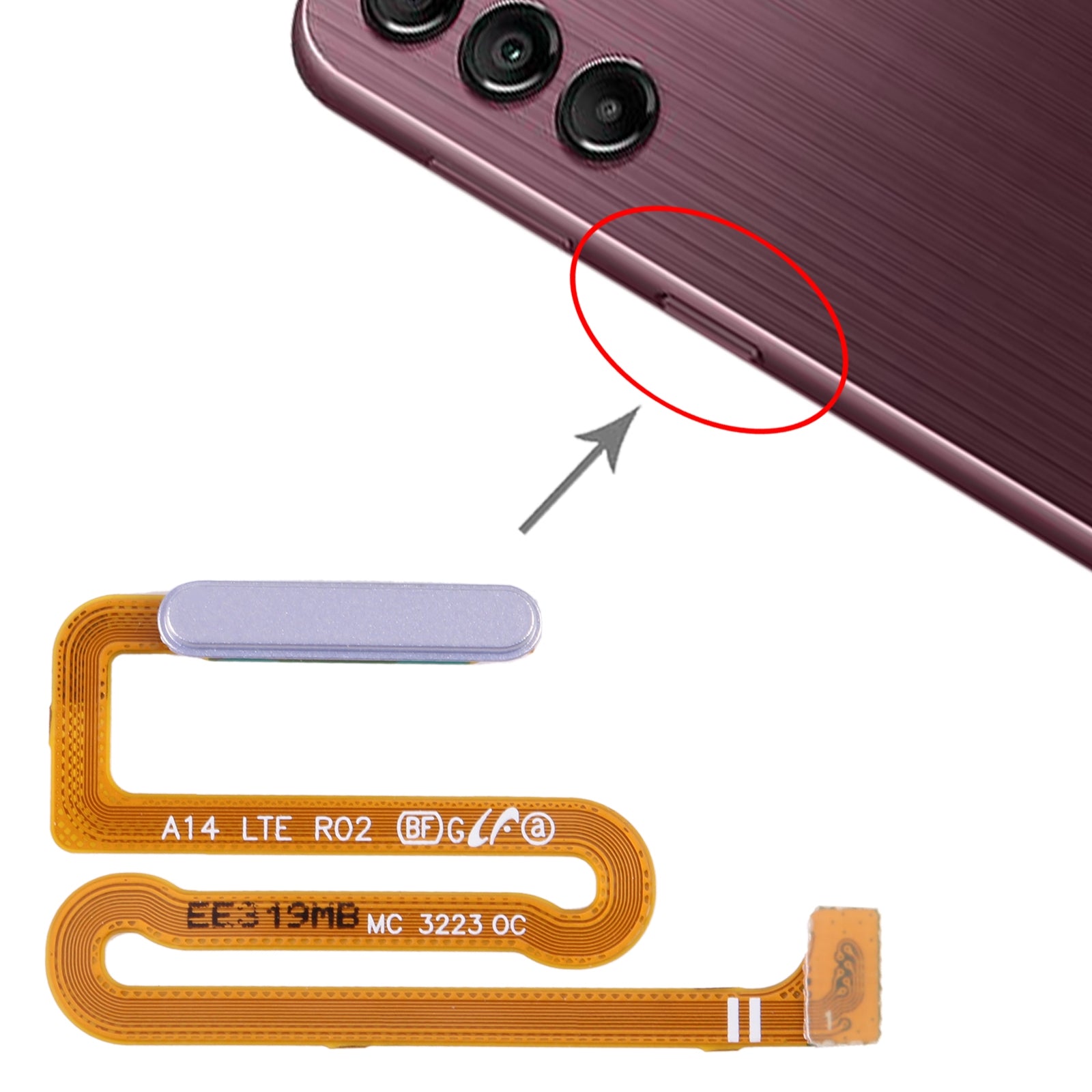 Boton Home + Flex + Sensor Huella Samsung Galaxy A14 A145F Plata