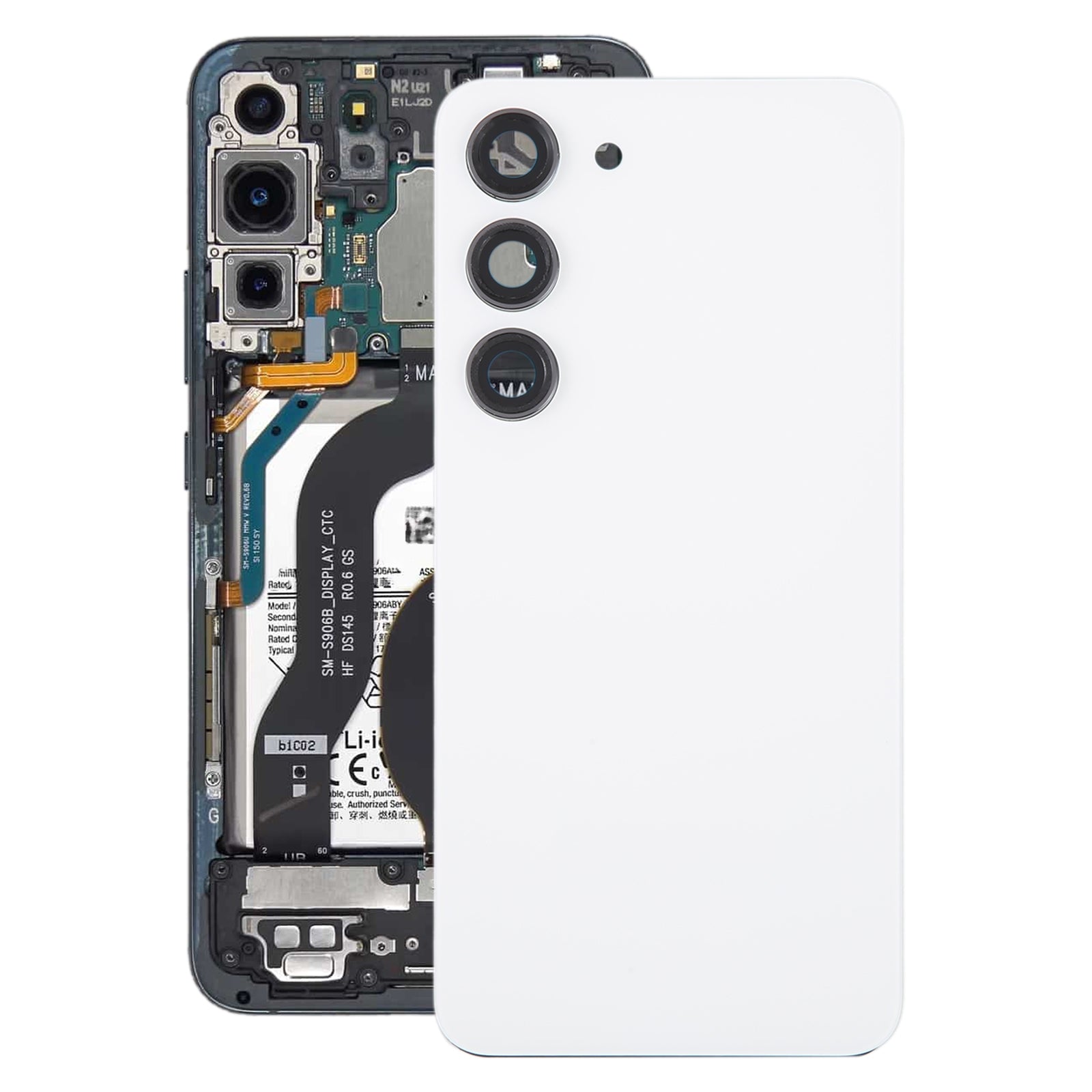 Cache Batterie Cache Arrière + Lentille Caméra Arrière Samsung Galaxy S23 S911B Blanc