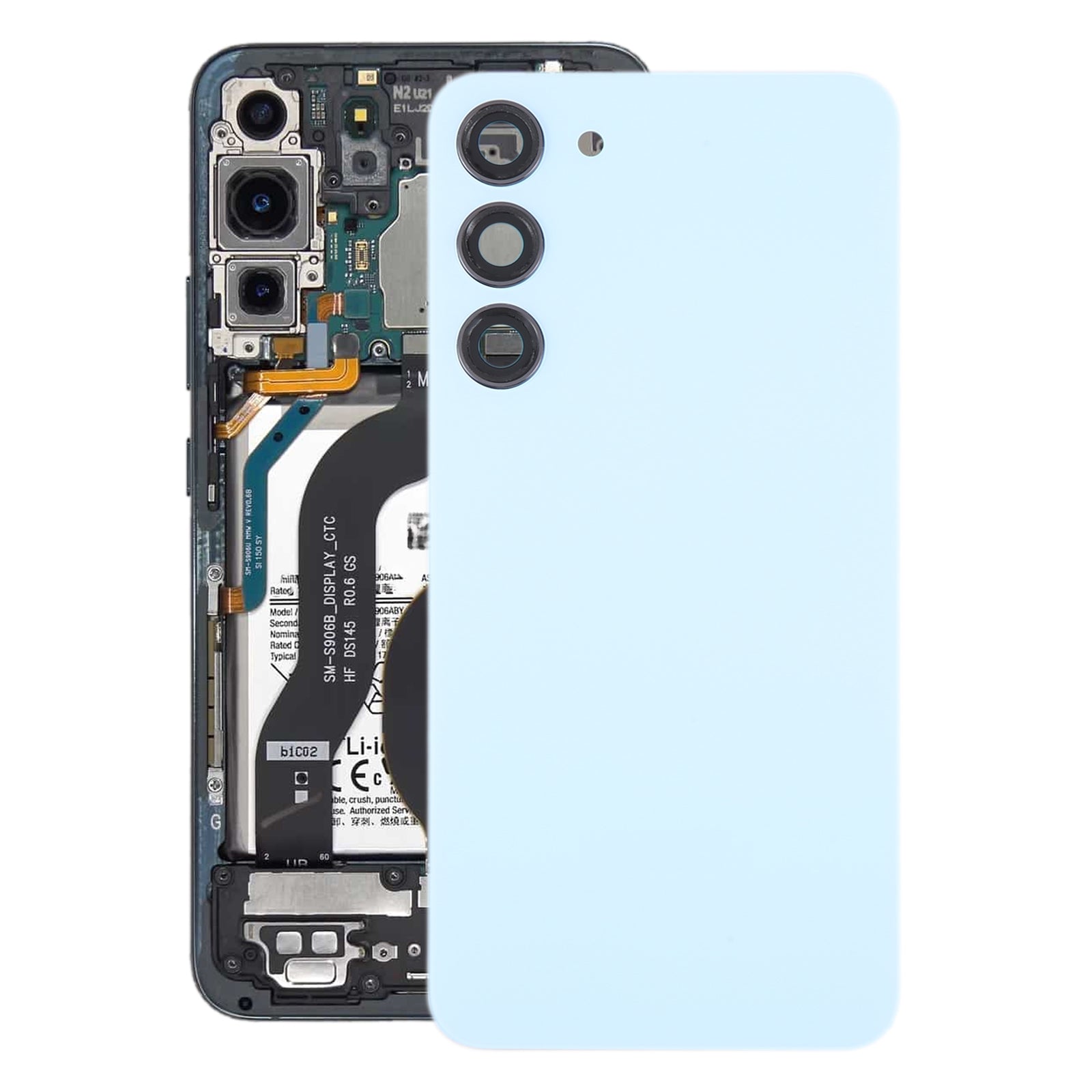 Tapa Bateria Back Cover + Lente Camara Trasera Samsung Galaxy S23 + S916B Azul