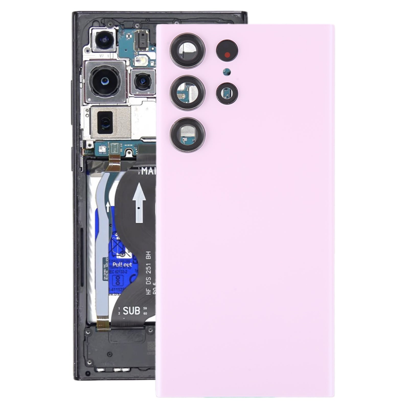 Cache Batterie Cache Arrière + Lentille Caméra Arrière Samsung Galaxy S23 Ultra S918 Rose