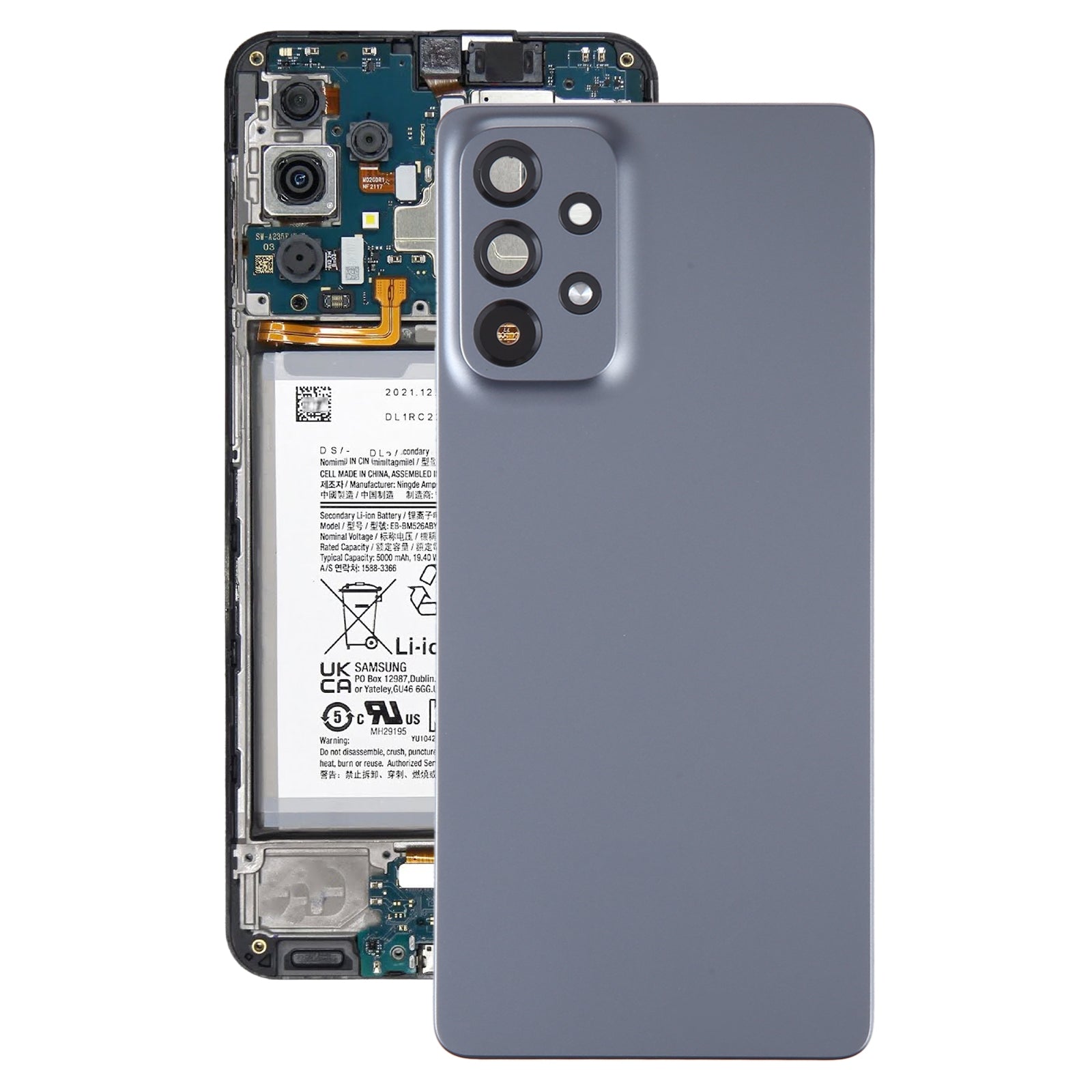 Tapa Bateria Back Cover + Lente Camara Trasera Samsung Galaxy A73 5G A736B Negro