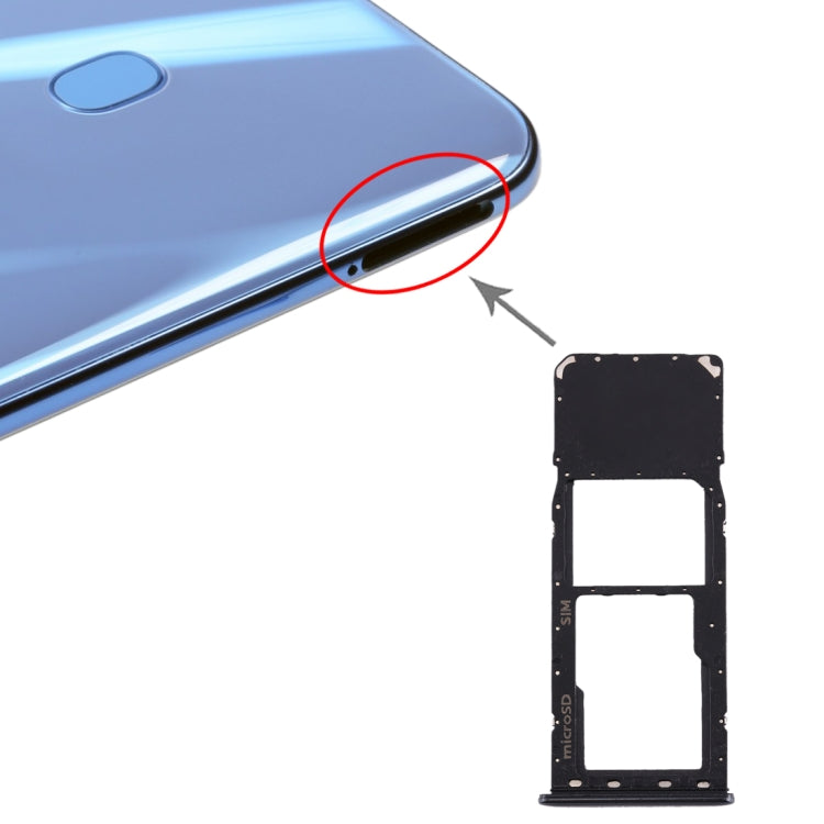Bandeja de Tarjeta SIM + Bandeja de Tarjeta Micro SD para Samsung Galaxy A20 A30 A50 (Negro)