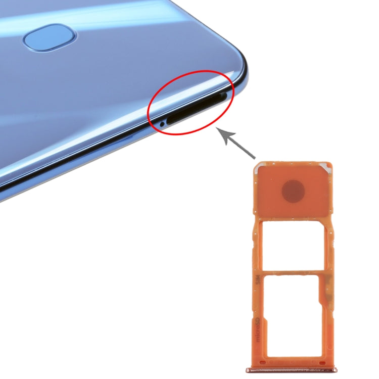 Bandeja de Tarjeta SIM + Bandeja de Tarjeta Micro SD para Samsung Galaxy A20 A30 A50 (Naranja)