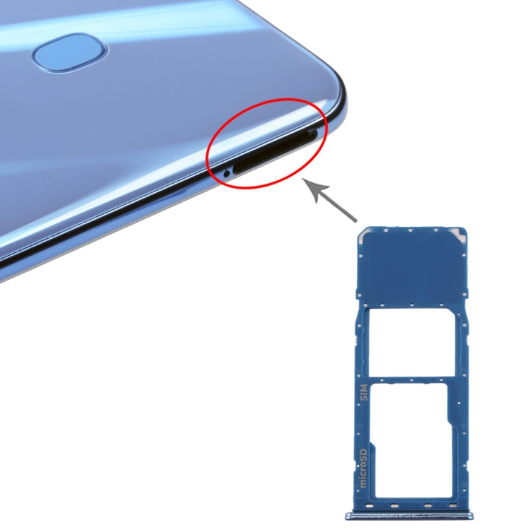 Bandeja de Tarjeta SIM + Bandeja de Tarjeta Micro SD para Samsung Galaxy A20 A30 A50 (Azul)
