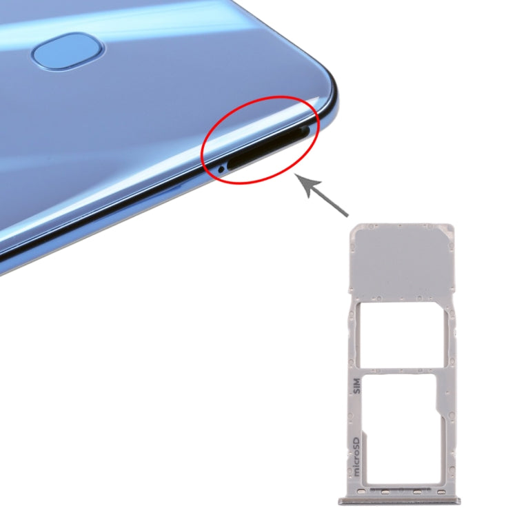 La Bandeja de Tarjeta SIM Bandeja de Tarjeta + Micro SD para Samsung Galaxy A20 A30 A50 (plata)