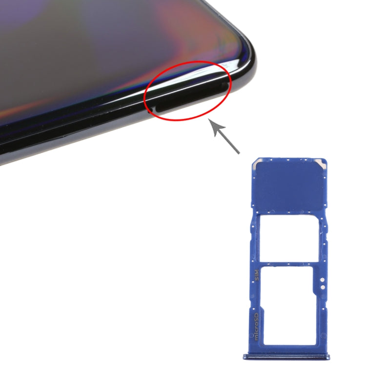 Bandeja de Tarjeta SIM + Bandeja de Tarjeta Micro SD para Samsung Galaxy A70 (Azul)