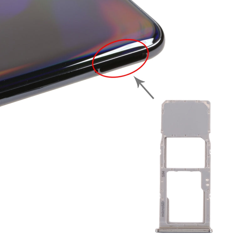 Bandeja de Tarjeta SIM + Bandeja de Tarjeta Micro SD para Samsung Galaxy A70 (Plata)