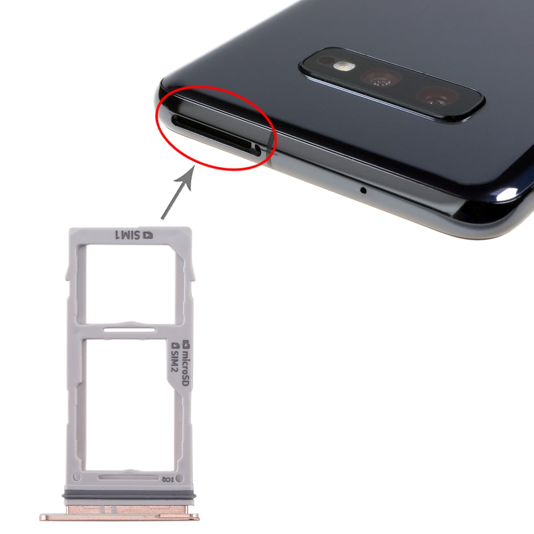 Plateau porte-carte double SIM Samsung Galaxy S10+ / S10 / S10e Or rose
