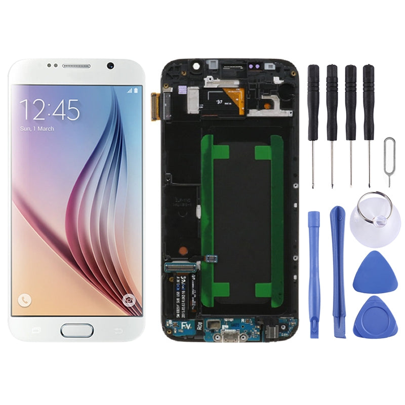 Ecran Complet LCD + Tactile + Châssis Samsung Galaxy S6 G920F Blanc