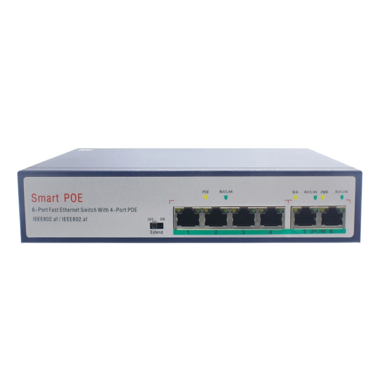 ESCAM POE 4+2 Commutateur Fast Ethernet 6 ports Commutateur réseau POE 4 ports 10/100M 120W Distance de transmission : 150m (Noir)