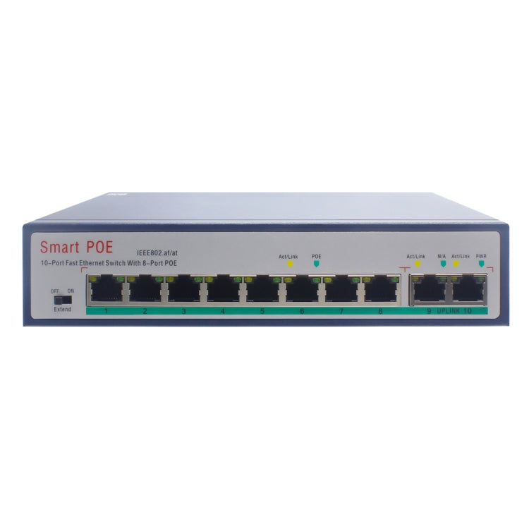 ESCAM POE 8+2 Commutateur Fast Ethernet 10 ports Commutateur réseau POE 8 ports 10/100M 120W Distance de transmission : 150m (Noir)