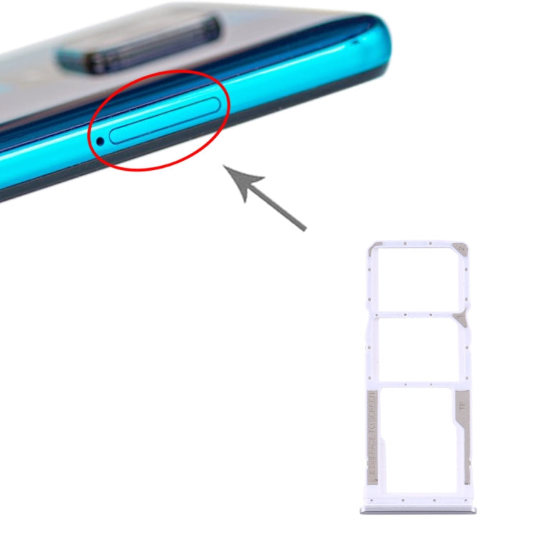 Bandeja de Tarjeta SIM + Bandeja de Tarjeta SIM + Bandeja de Tarjeta Micro SD Para Xiaomi Redmi Note 9S (Plata)