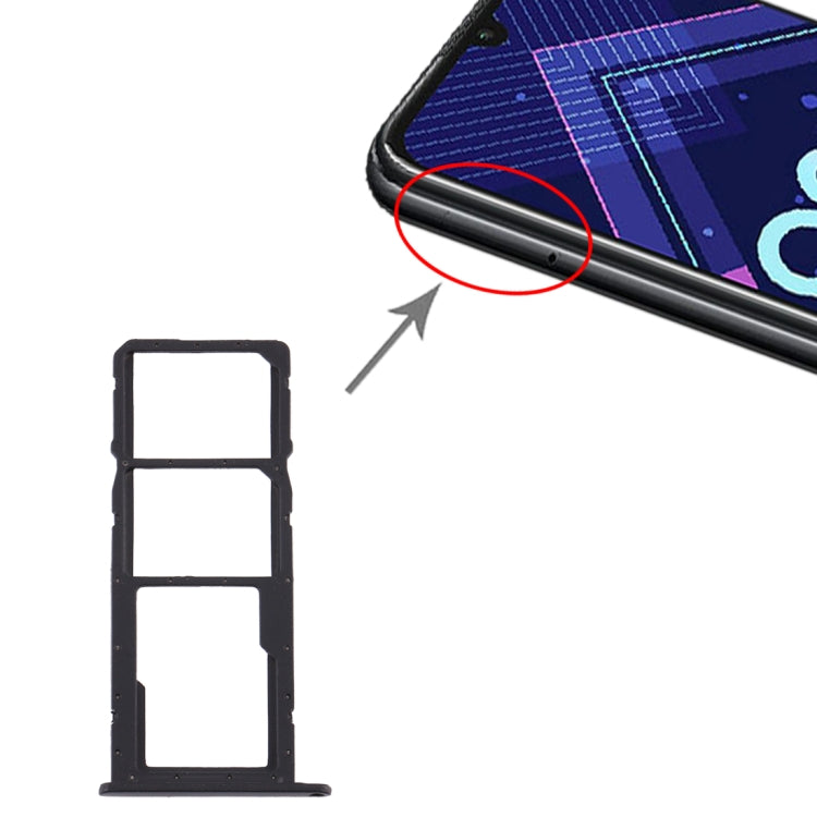 Plateau de carte SIM + plateau de carte SIM + plateau de carte Micro SD pour Huawei Honor 8A Pro (noir)
