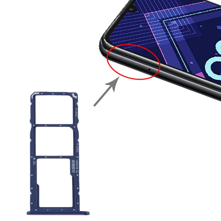 Bandeja de Tarjeta SIM + Bandeja de Tarjeta SIM + Bandeja de Tarjeta Micro SD Para Huawei Honor 8A Pro (Azul)