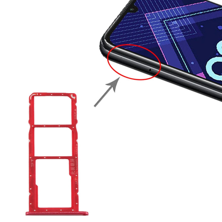 Bandeja de Tarjeta SIM + Bandeja de Tarjeta SIM + Bandeja de Tarjeta Micro SD Para Huawei Honor 8A Pro (Rojo)
